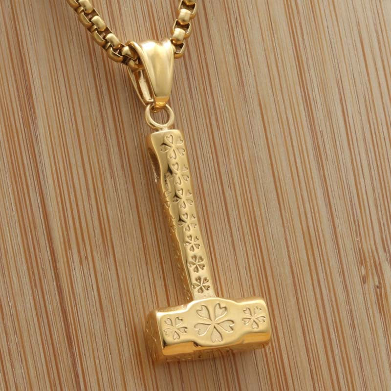 Titanium Steel Punk Hammer Pendant Necklace - Retro Trendy Men's Accessory