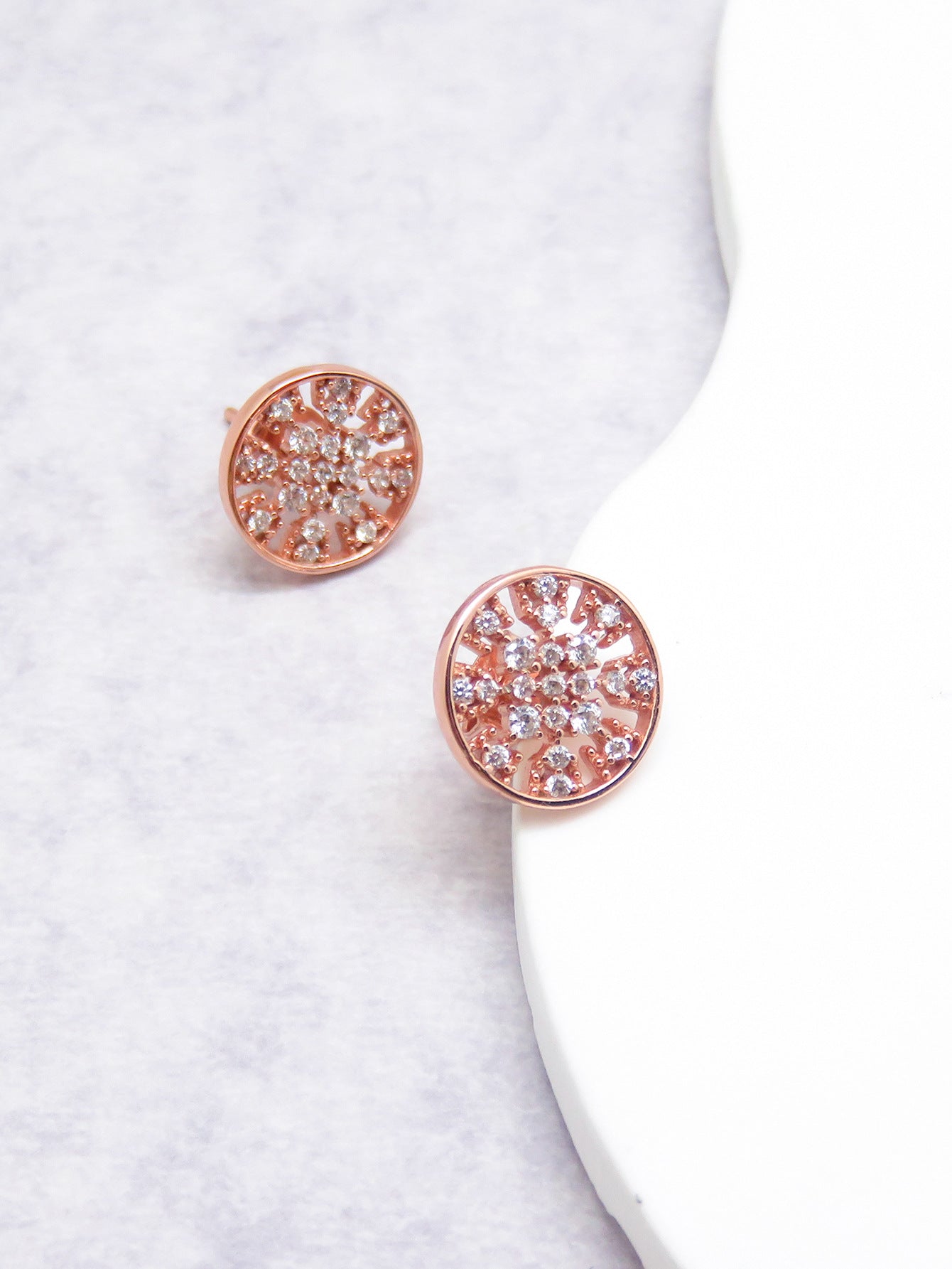 Hollow Circle Zircon Silver Stud Earrings