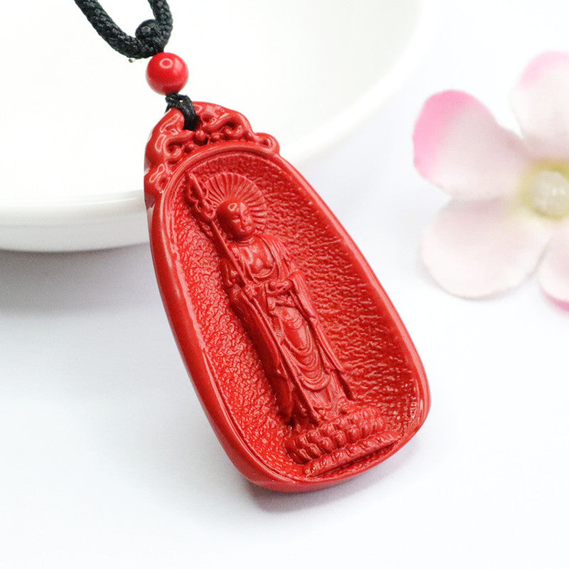 Red Cinnabar Stone Retro Pendant from the Planderful Collection