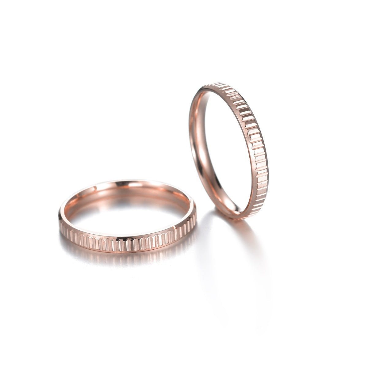 Rose Gold Concave Convex Gear Ring in Titanium Steel - Japanese and Korean Fusion