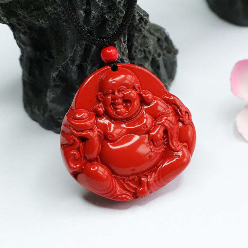 Cinnabar Buddha Pendant Red Sand Holding Money Buddha Pendant Jewelry