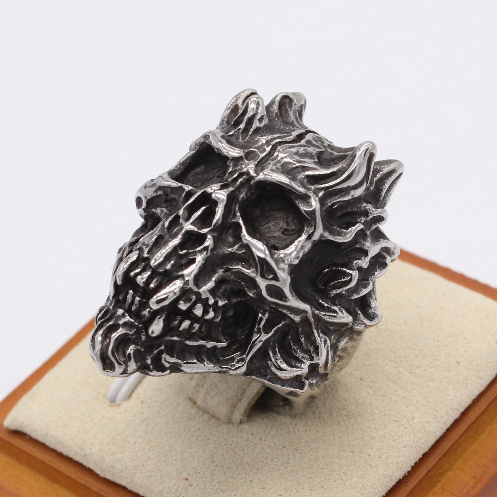 Halloween Devil Skull Titanium Steel Ring for Men