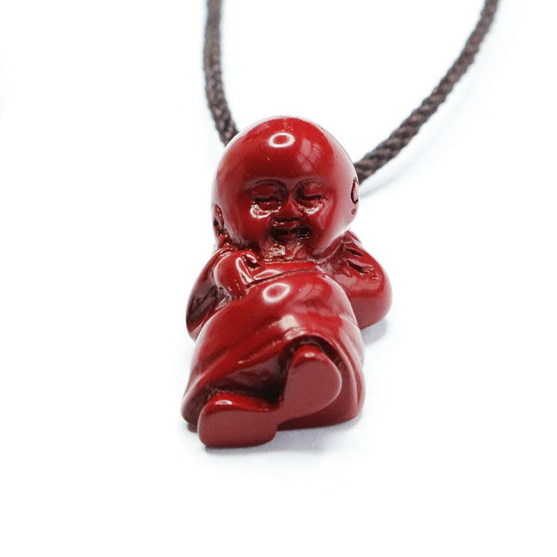 Purple Gold Sand Buddha Lord Pendant with Cinnabar Stone