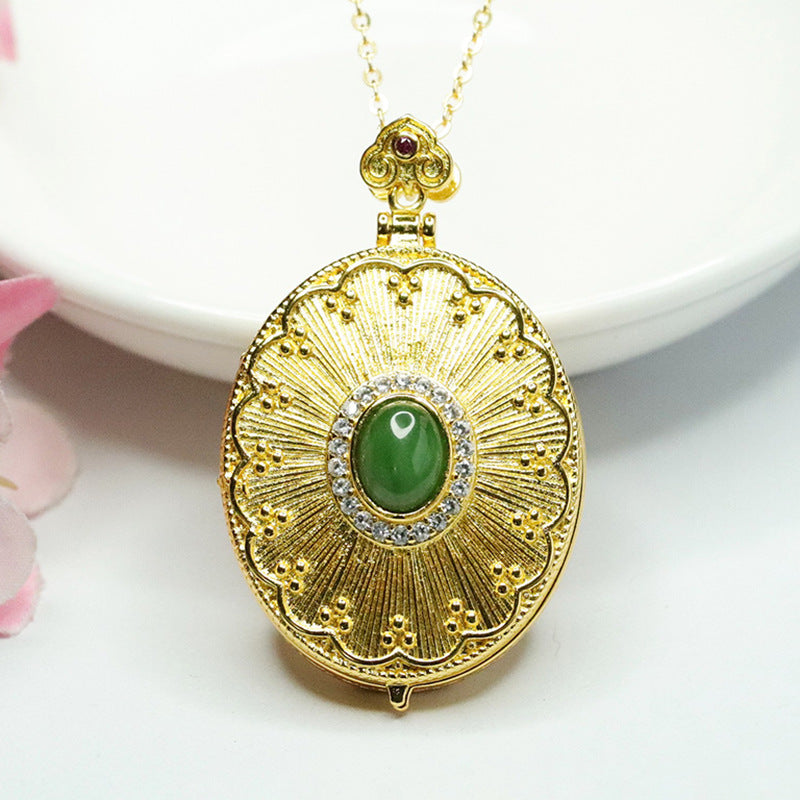 Jade Pendant Necklace with Zircon Photo Box Detail