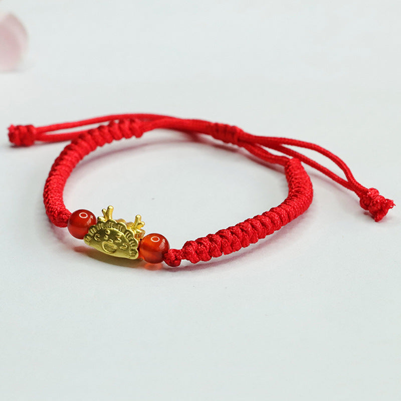 Red Agate and Sterling Silver Dragon Bracelet by Planderful Collection