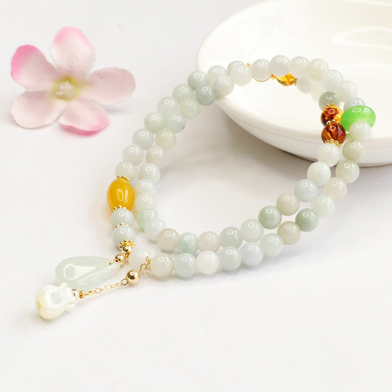 Jade Double Circle Bracelet with Tassel Accent