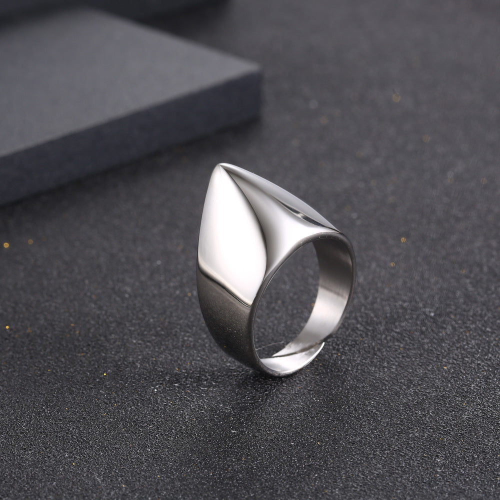 Stylish Irregular Titanium Steel Open Rings for Men - Personalized Glossy Jewelry