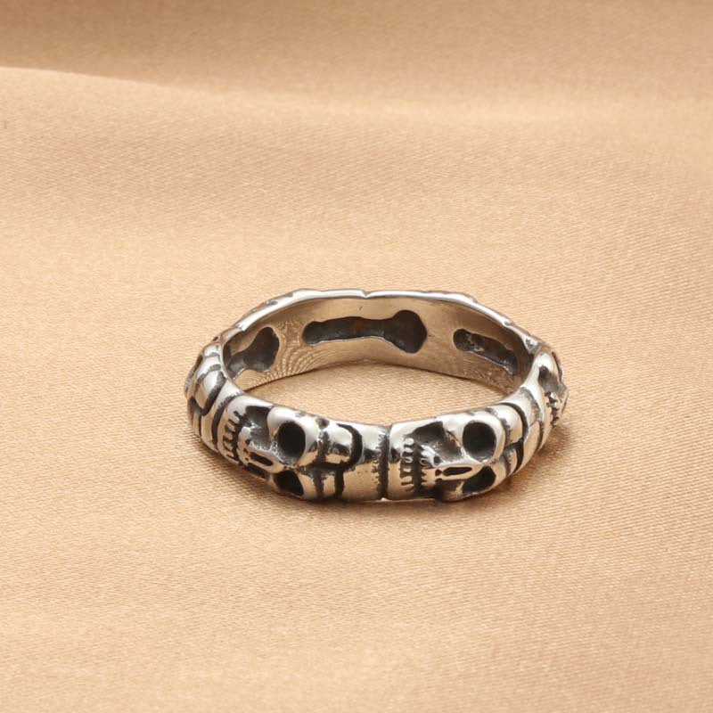 Titanium Steel Skull Ring for Men - Retro Trendy Accessory in Gold Finish