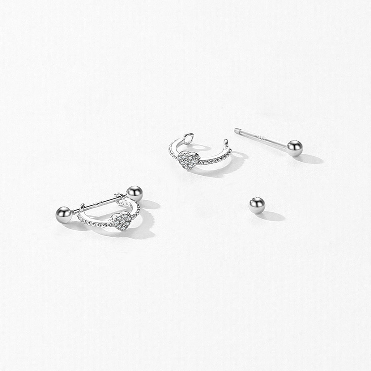 Exquisite S925 Pure Silver Micro Inlaid Heart-shaped Zircon Earrings for Women