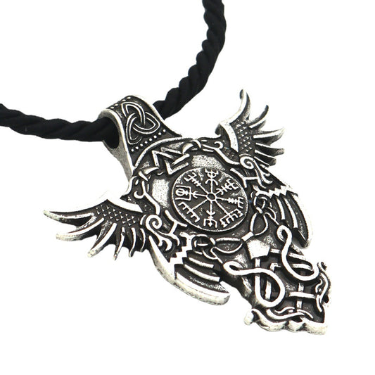 Viking Pirate Odin Rune Alloy Necklace Pendant for Men - Nordic Legend Collection