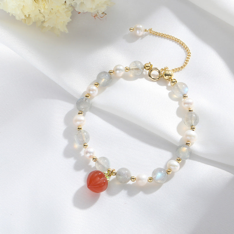 Moonlight Stone Pearl Peach Bracelet