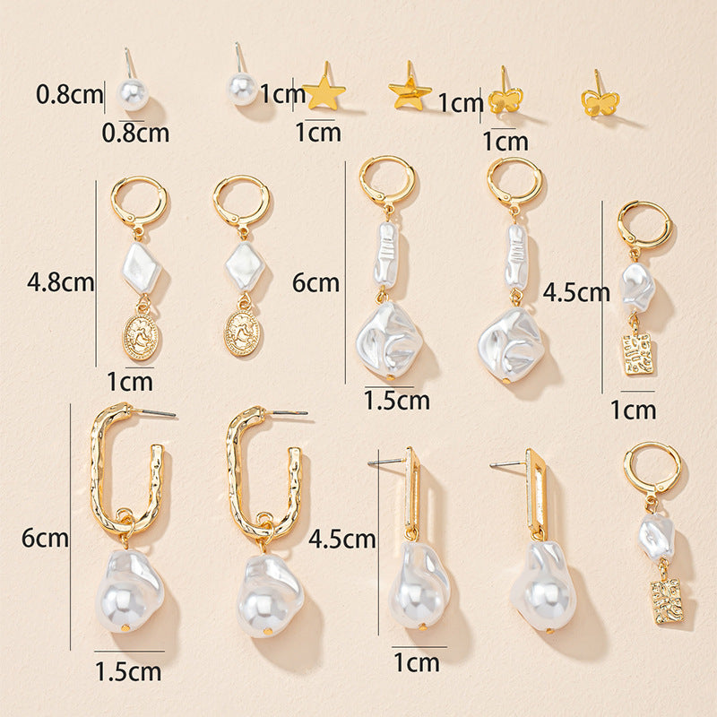 Trendy Pearl Earring Set from Vienna Verve - European and American Style