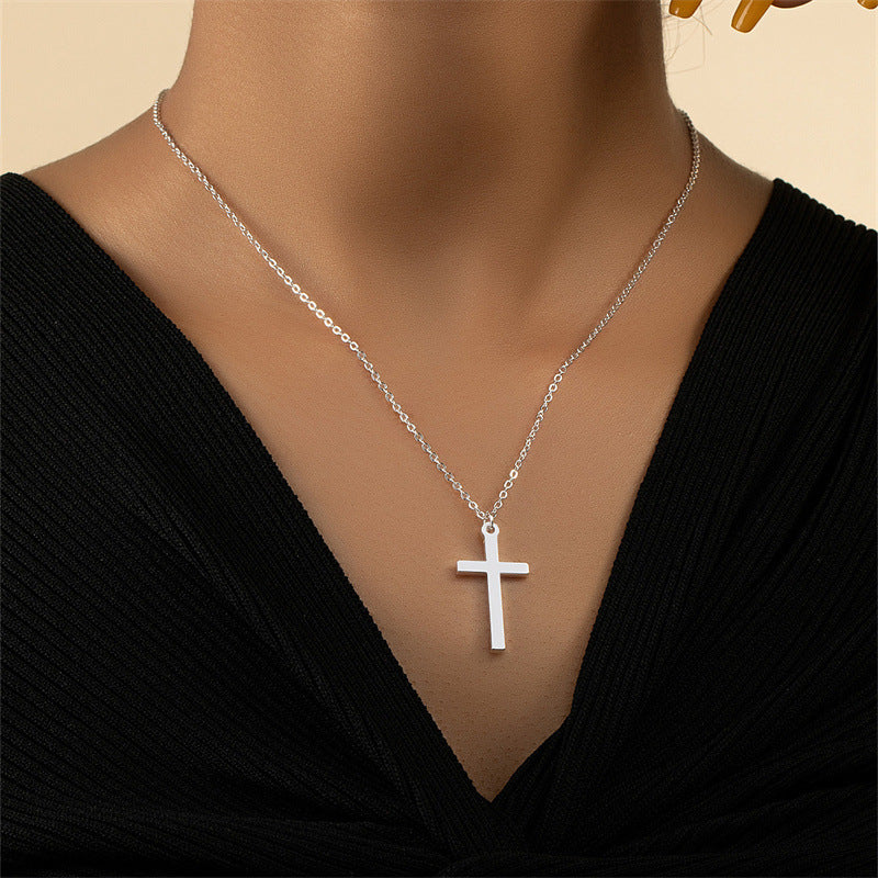 Simple Cross Alloy Pendant Necklace - Vienna Verve Collection