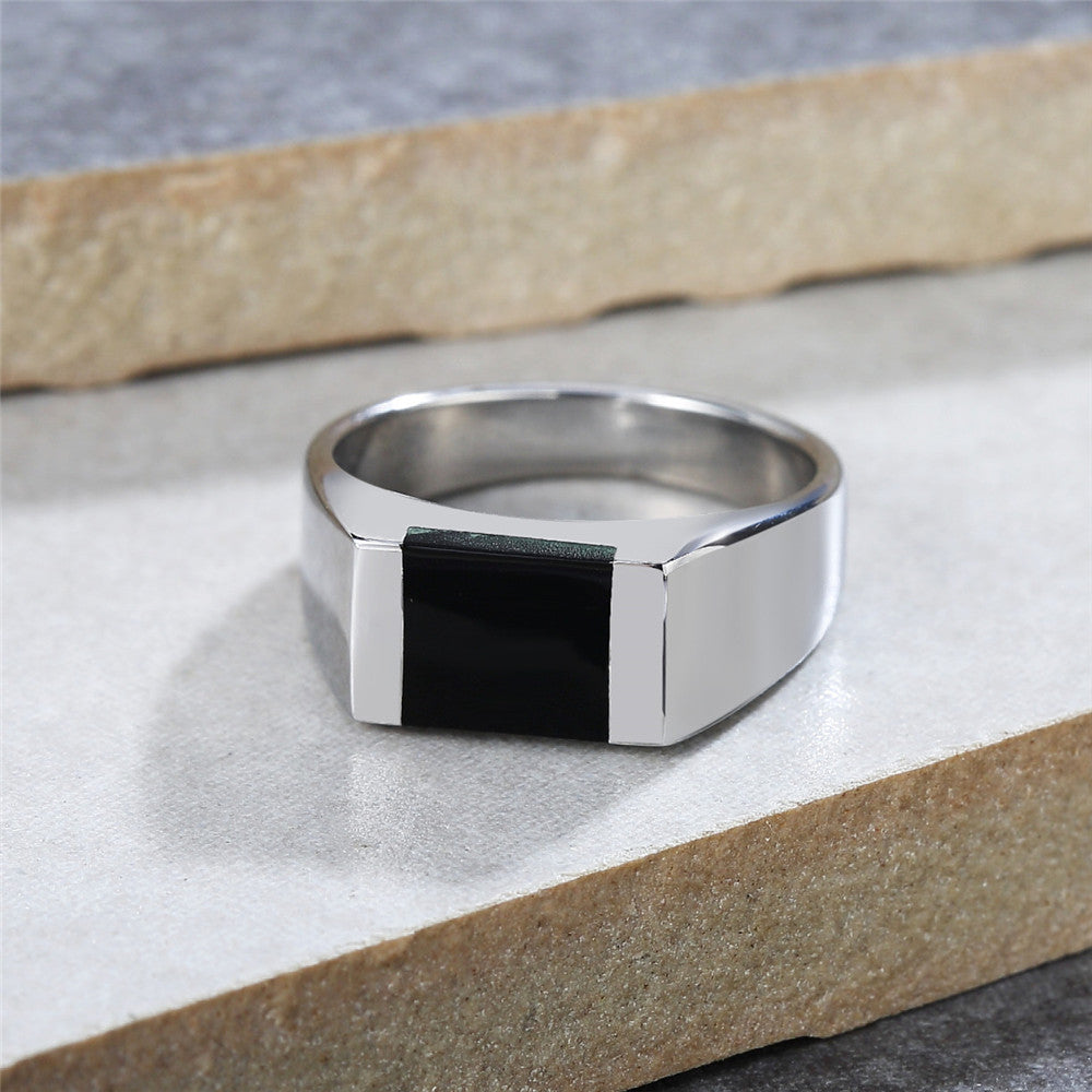 Sleek Korean Style Unisex Titanium Drop Oil Ring by Planderful Collection