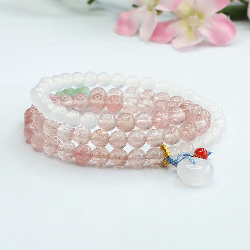 Litchi Frozen Chalcedony Sterling Silver Bracelet