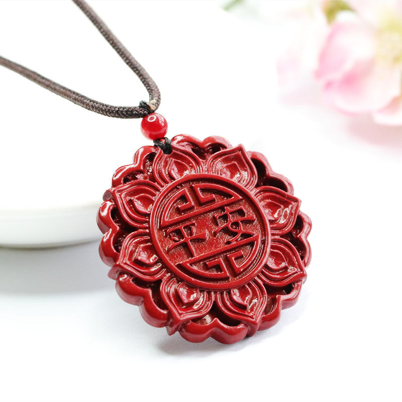 Purple Lotus Cinnabar Pendant in Sterling Silver