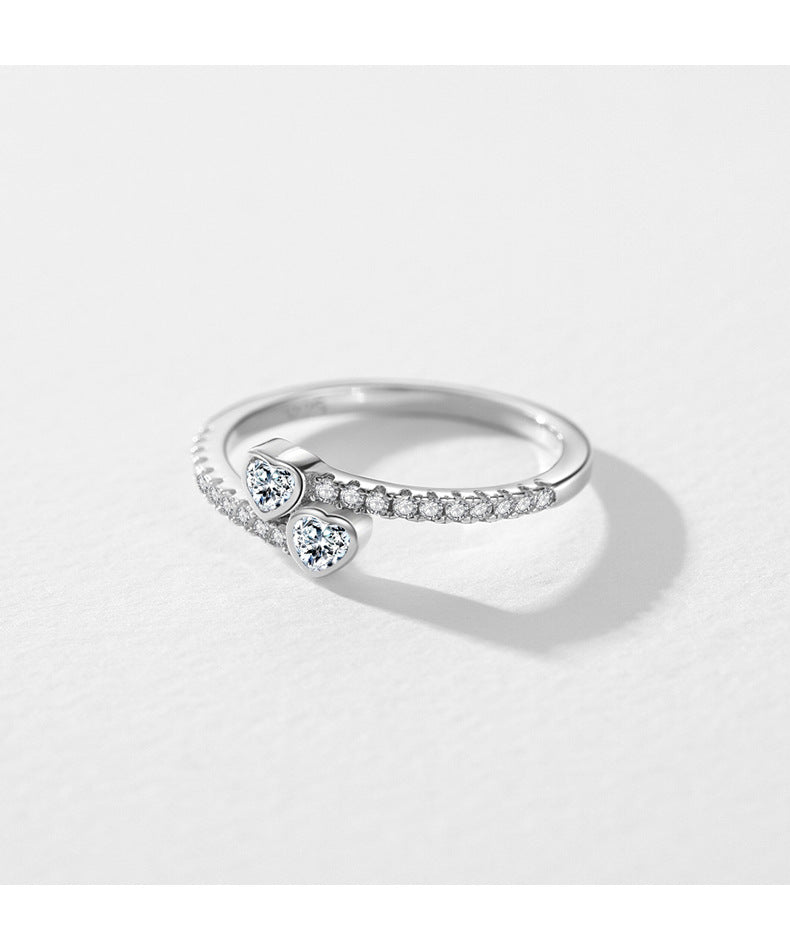 Sweet Love Intertwined Ring in S925 Sterling Silver with Zircon Embellishments