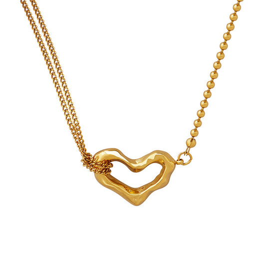 18k Gold Irregular Heart Pendant Necklace - Planderful Everyday Genie Collection