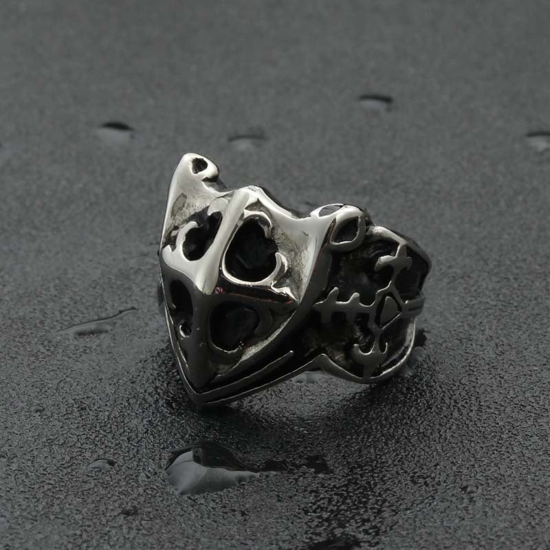 Titanium Steel Army Shield Ring for Men - Retro Punk Jewelry from Manufacturer