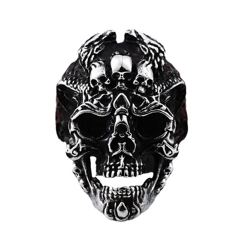 Titanium Steel Punk Skull Ring for Men - Retro Stainless Steel Domineering Design