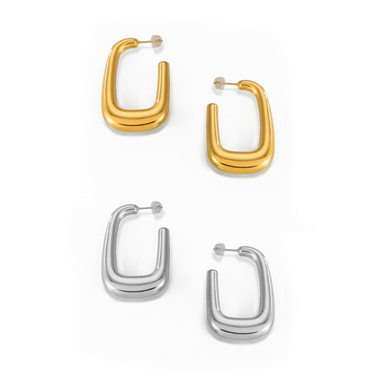 Chic Urbanite Titanium Gold-Plated U-Shaped Earrings