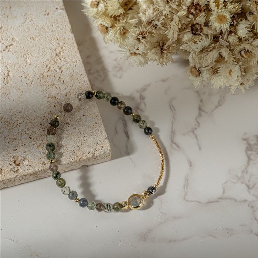 Stunning Double-Layered Natural Green Crystal Bracelet