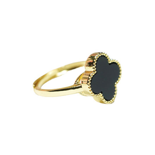 Black Agate Clover Ring from the Fortune's Favor Collection