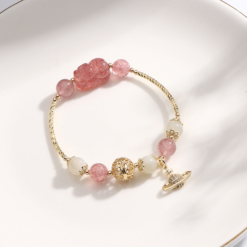 Fortune's Favor Sterling Silver Strawberry Crystal Bracelet