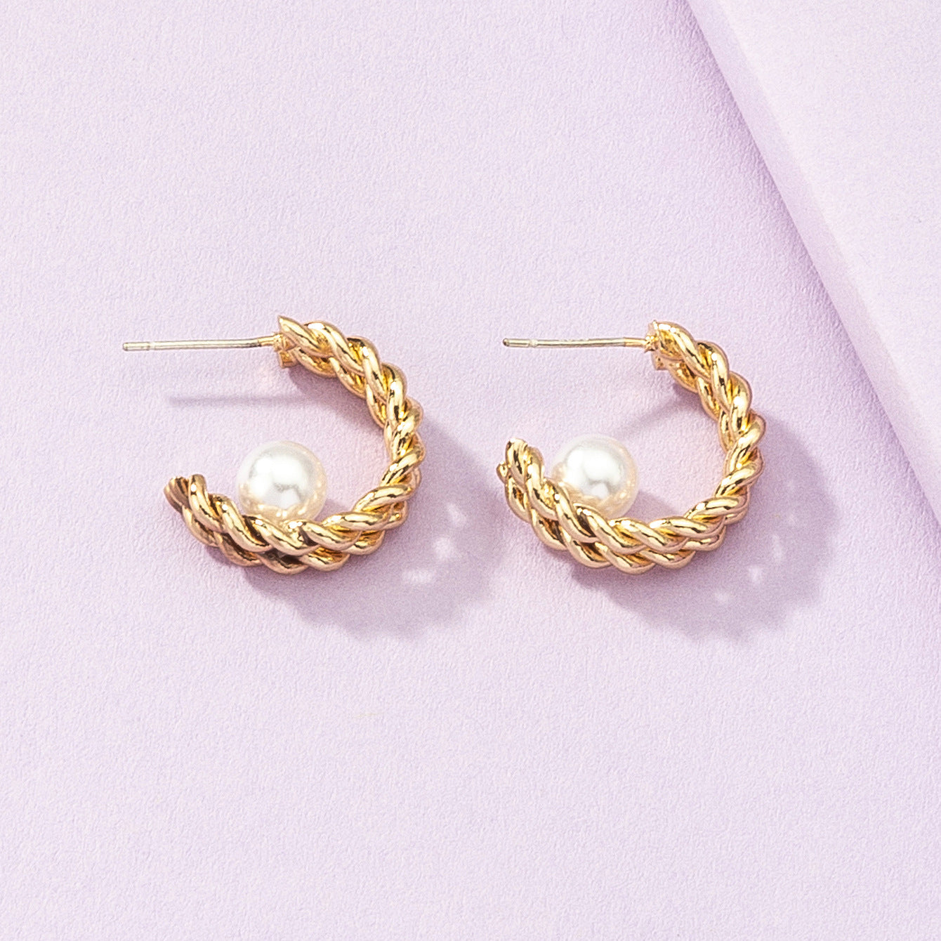 Exaggerated Twist Braided Pearl Earrings - Vienna Verve Collection