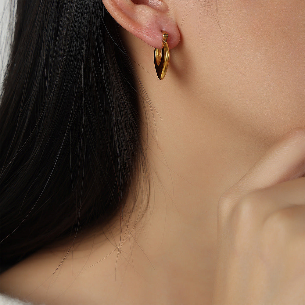 Modern Geometric Gold-Plated Titanium Earrings with Cross-Border Personalization