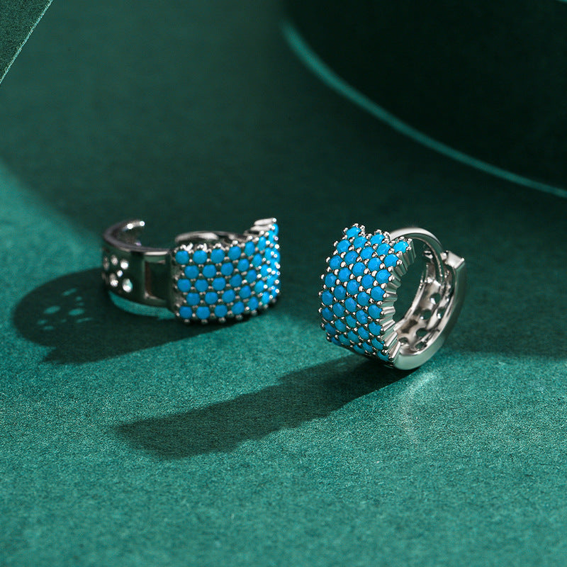 Elegant Turquoise Earrings in S925 Sterling Silver