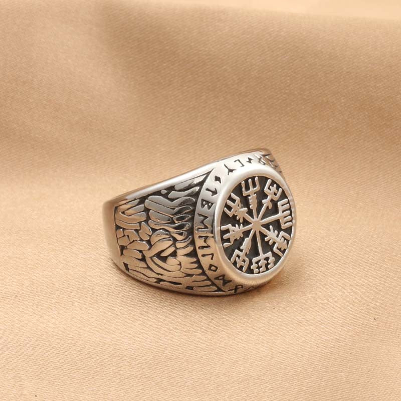 Titanium Steel Viking Compass Ring for Men - Retro Trendy Jewelry Accessory