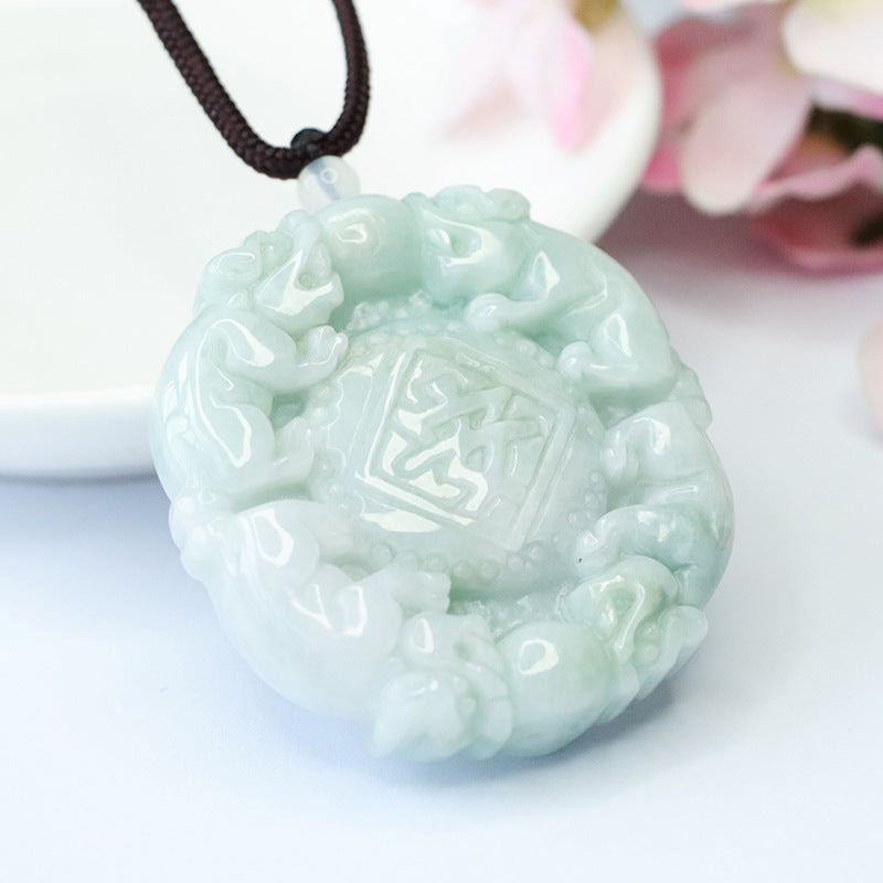 Myanmar A Grade Jade Pixiu Fortune's Favor Sterling Silver Pendant from Planderful Collection