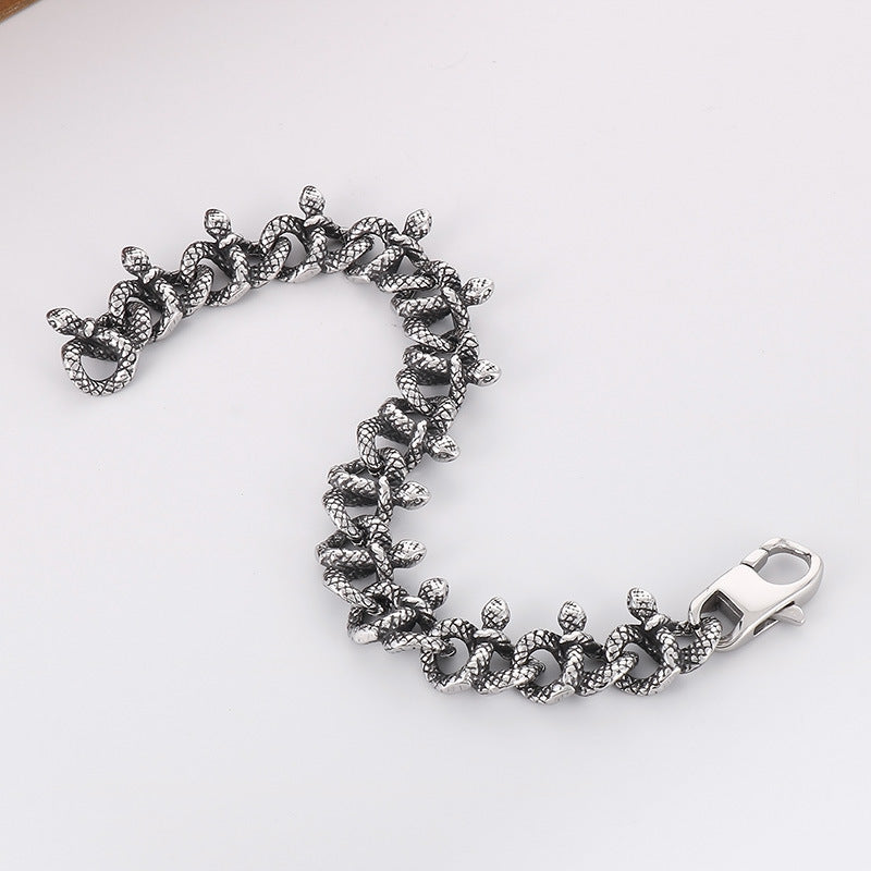 Unique Retro-Inspired Snake Bracelet for Men in Stainless Steel