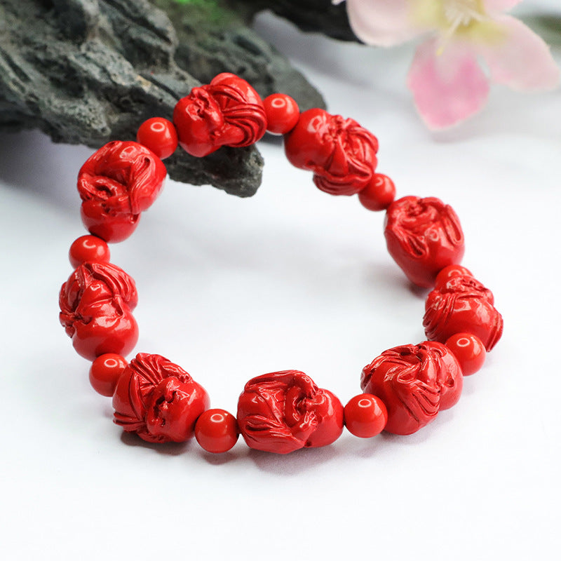 Cinnabar and Red Sand Bracelet Set with Little Buddha Bracelets