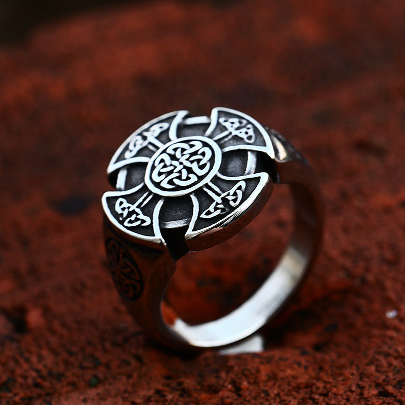 Nordic Viking-Inspired Celtic Knot Titanium Steel Men's Ring Jewelry