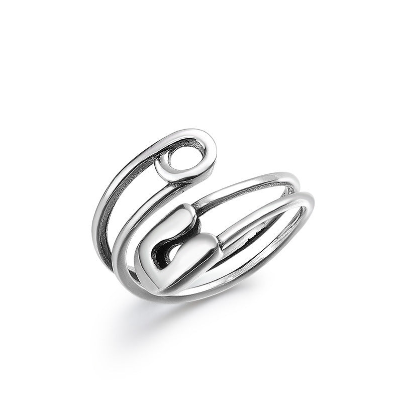 Pin Design Opening Sterling Silver Ring