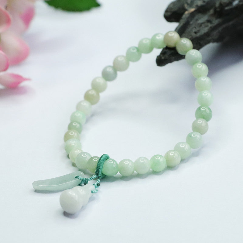 Genuine Jade Gourd Bracelet with Sterling Silver Needle