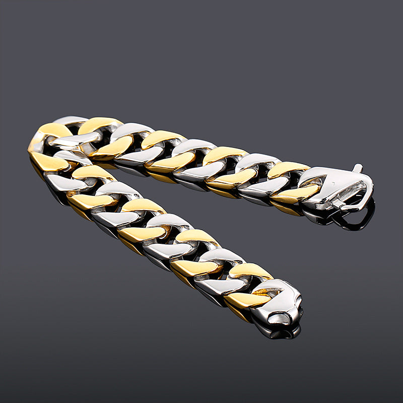 Stylish Korean Titanium Steel Cuban Chain Bracelet for Men