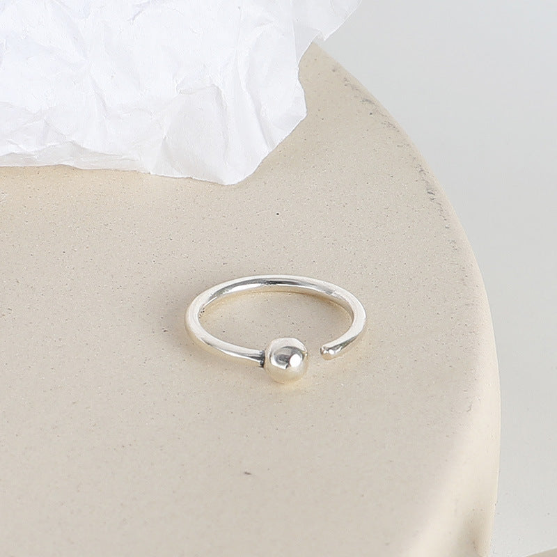 Small Round Bead Opening Sterling Silver Ring