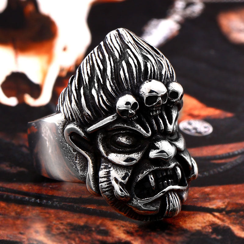 Retro Wukong Skull Titanium Steel Ring - Unique Punk Jewelry for Men in Wholesale European and American Styles