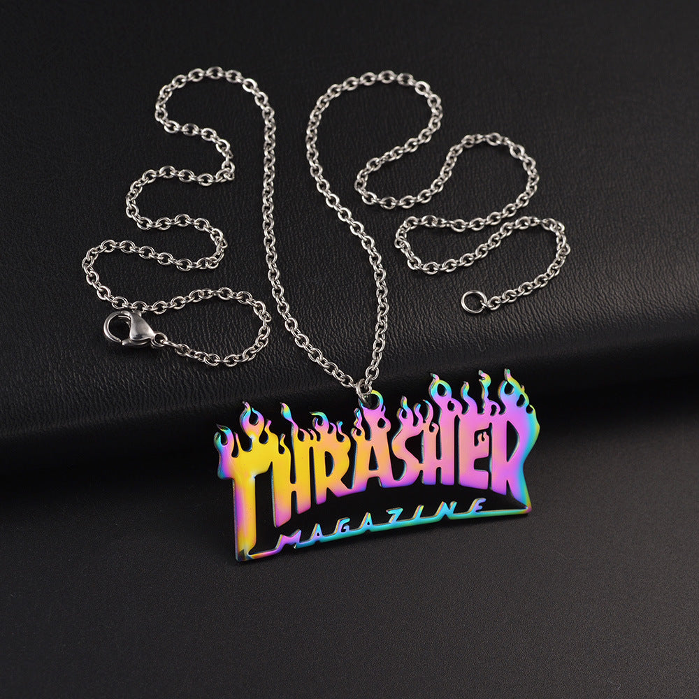 Colorful Titanium Hip-Hop Pendant Necklace for Men