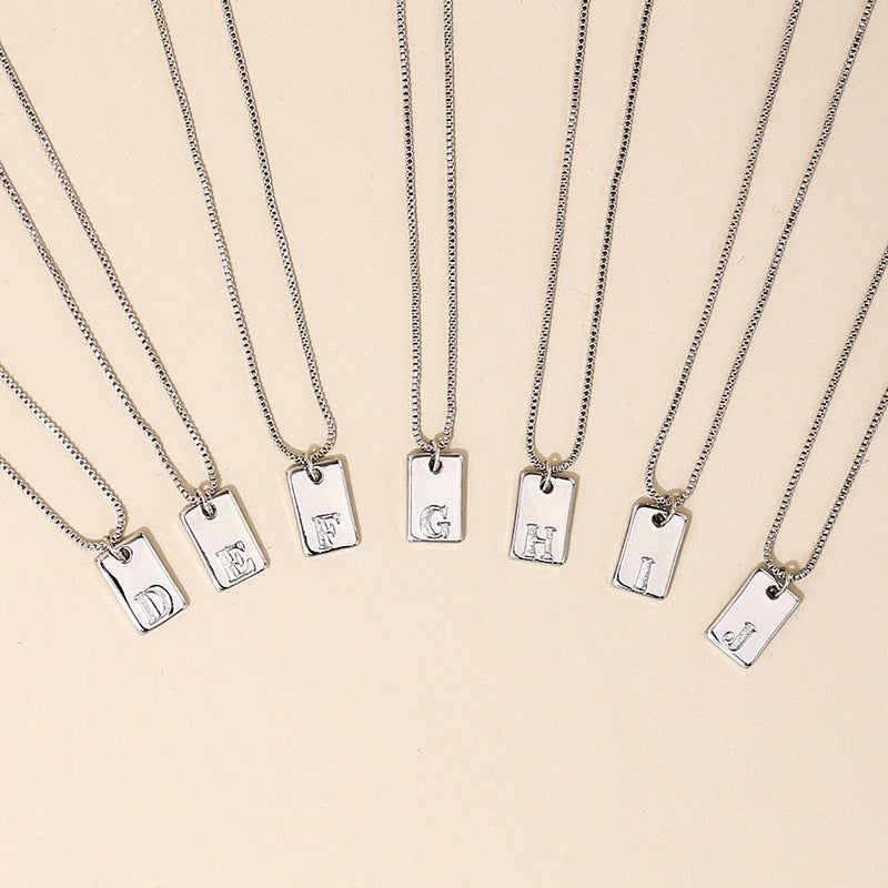 Chic Geometric Square Letter Pendant Necklace for Women