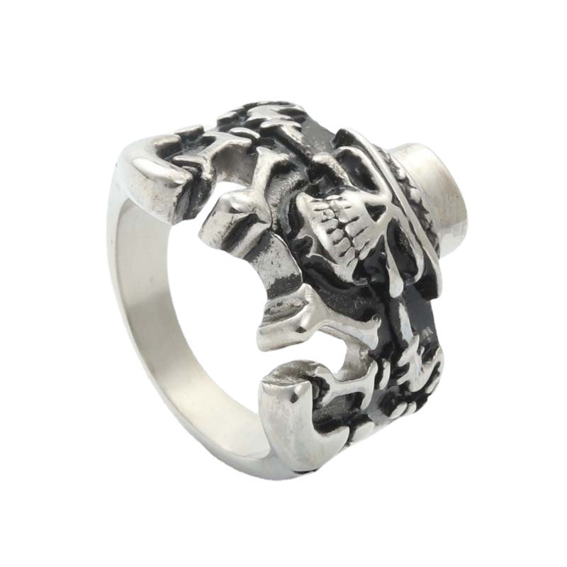 Titanium Steel Skull Ring for Men – Retro Goth Punk Jewelry Directly from Manufacturer