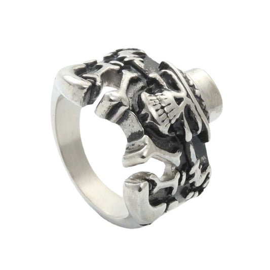 Titanium Steel Skull Ring for Men – Retro Goth Punk Jewelry Directly from Manufacturer