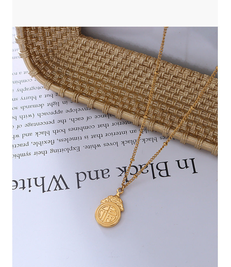 Ancient Chinese Fortune Necklace with Minimalist Design