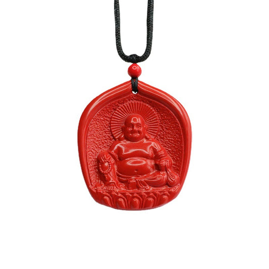 Cinnabar Pendant Maitreya Buddha Red Sand Buddha Pendant Jewelry