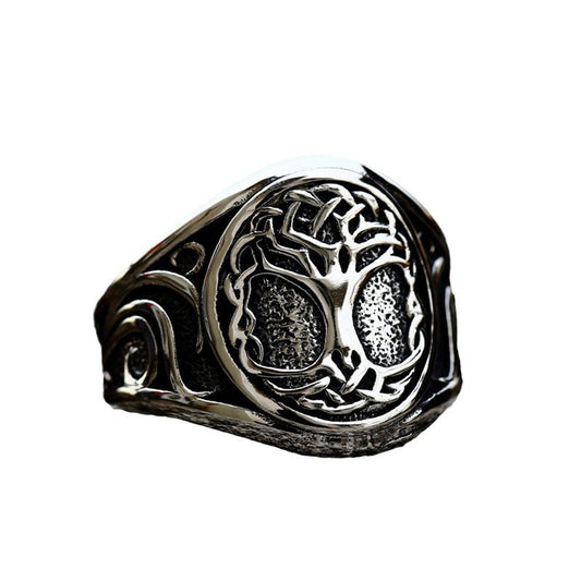 Viking Tree of Life Titanium Steel Ring for Men - Retro European and American Style Herren Jewelry