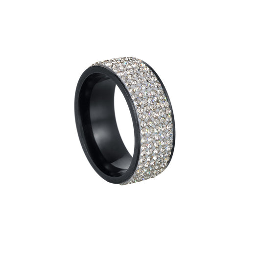 Stylish Stainless Steel Zircon Ring for Men - 8MM Five Rows Electroplated Jewelry