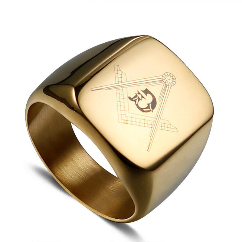 Stylish Retro Men's Titanium Steel Freemasonry Ring - Personalized Fashion Jewelry